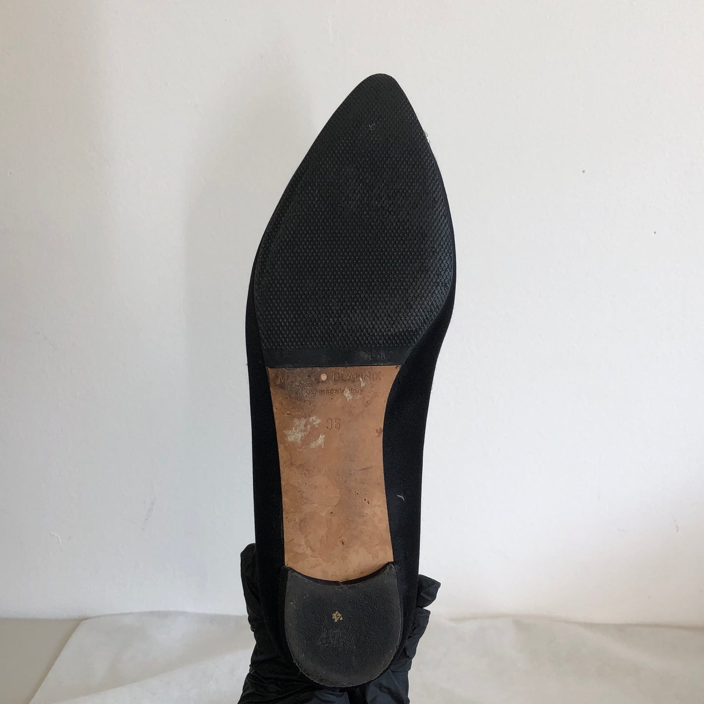 Manolo Blahnik Black Crystal Buckle Flat Shoes size 36