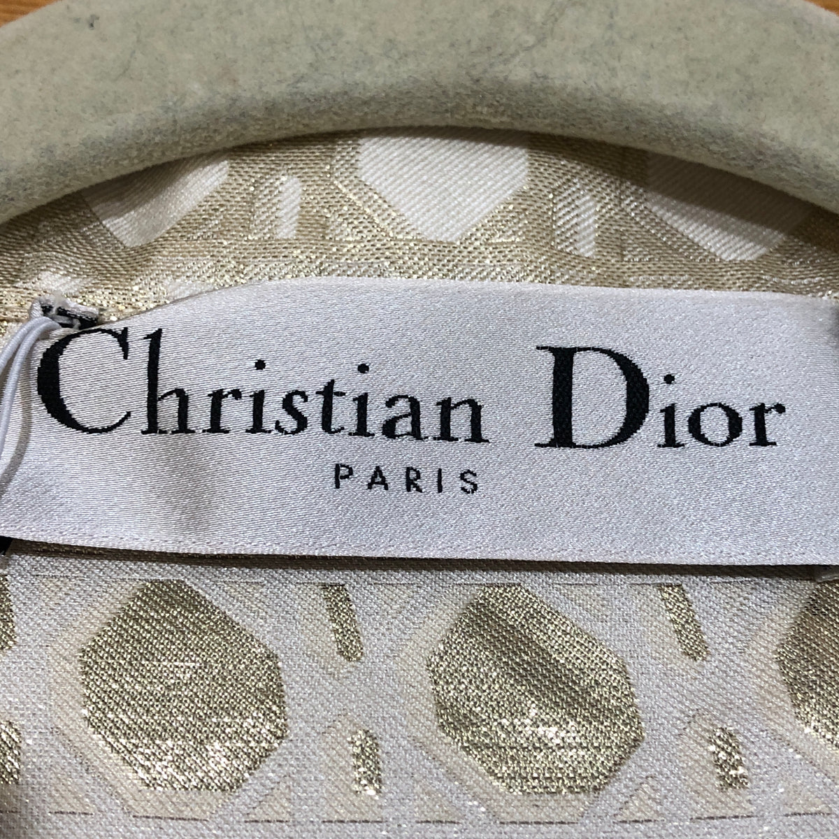 Christian Dior Gold & Beige Two Piece Shirt Wide Leg Pant Set