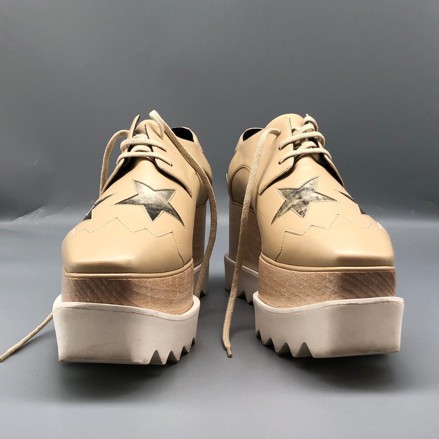 Stella McCartney Nude Star-Embellished Platform Sneakers Women's Shoes Size 36