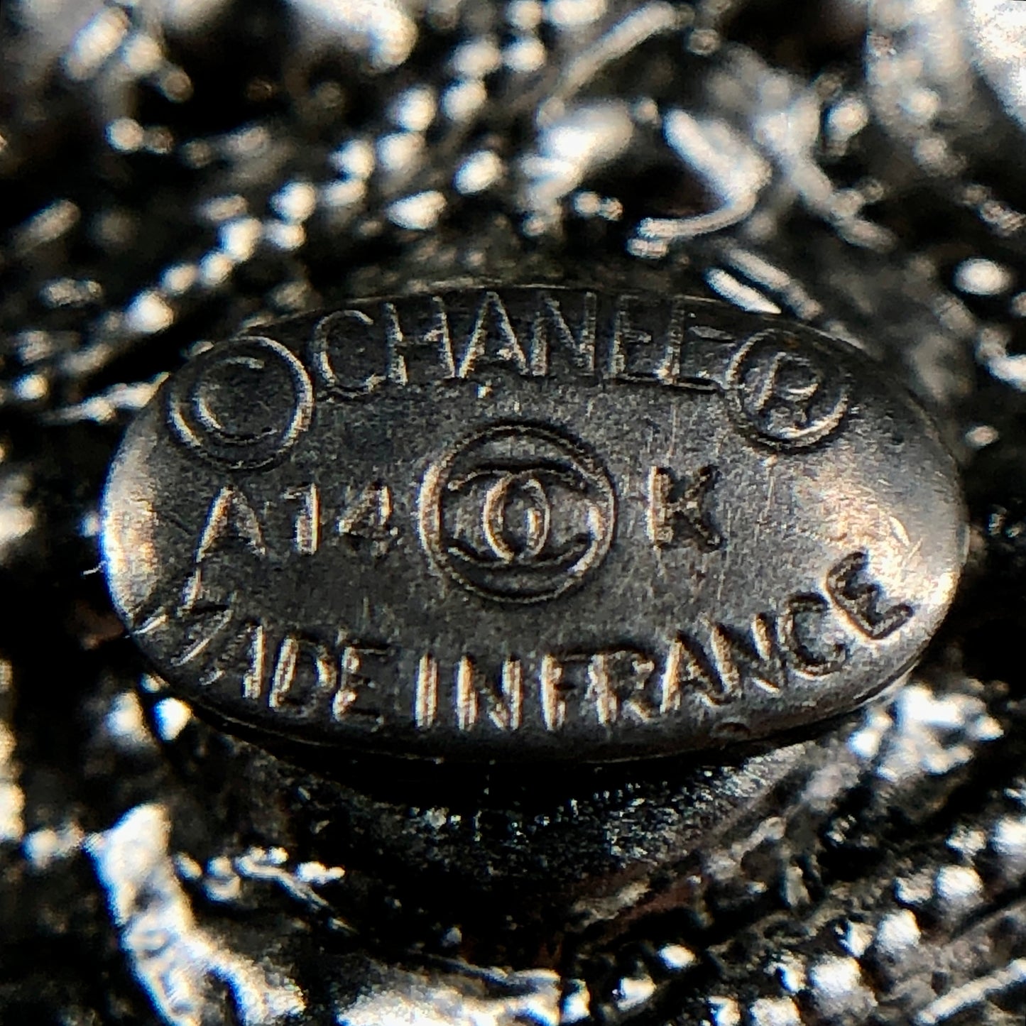 Chanel Silver-Tone Crystal CC Logo Brooch