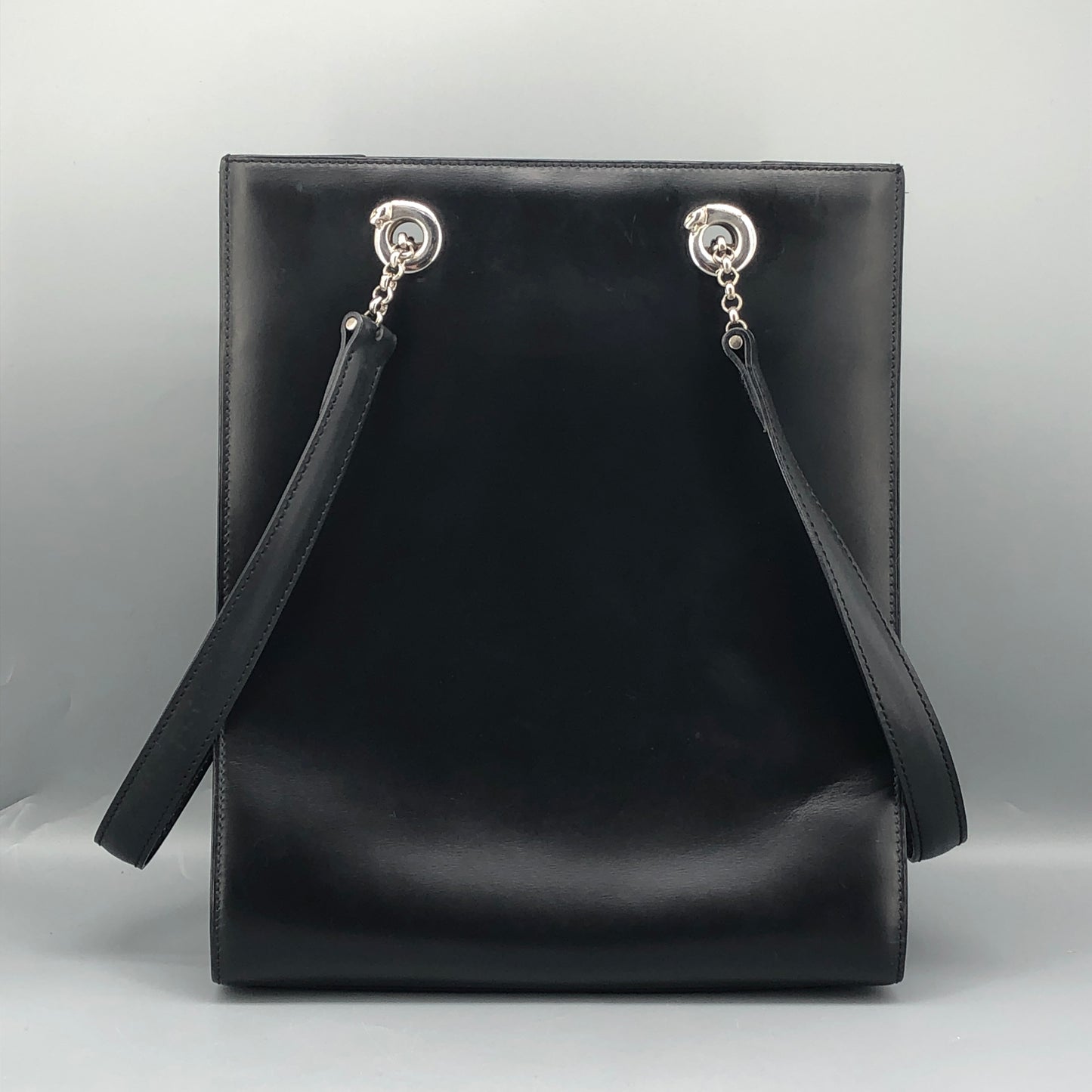 Cartier Black Smooth Leather Vertical Shoulder Tote Bag
