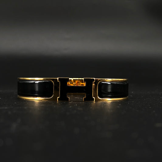 Hermes Clic H Bracelet 17 cm Black
