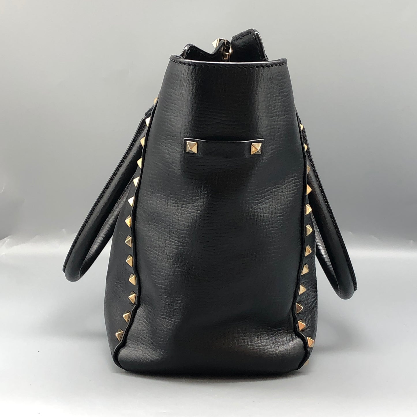 Valentino Garavani Black Leather Rockstud Tote Bag