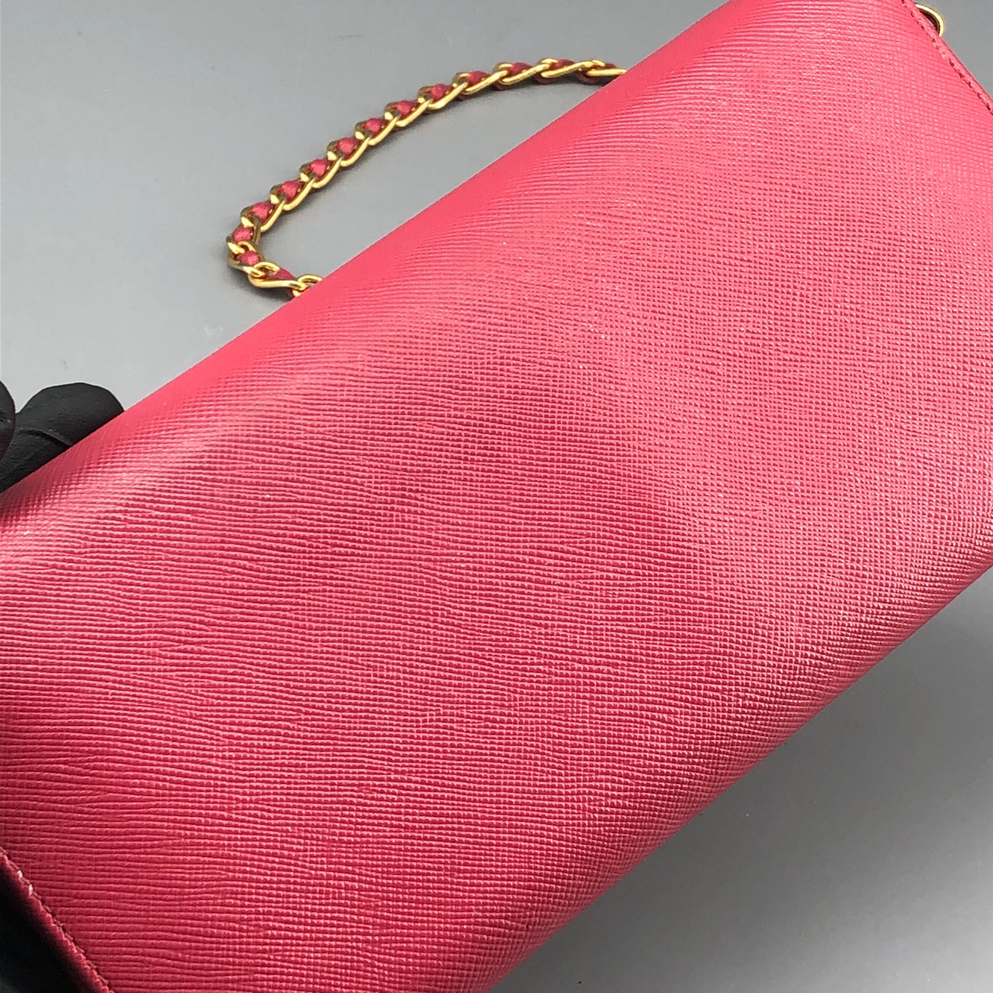 Prada Saffiano Leather WOC Wallet On Chain Hot Pink