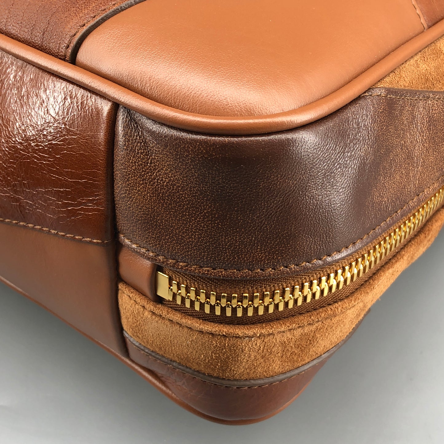 Miu Miu Nappa Patchwork Medium Beau Top Handle Bag Cognac