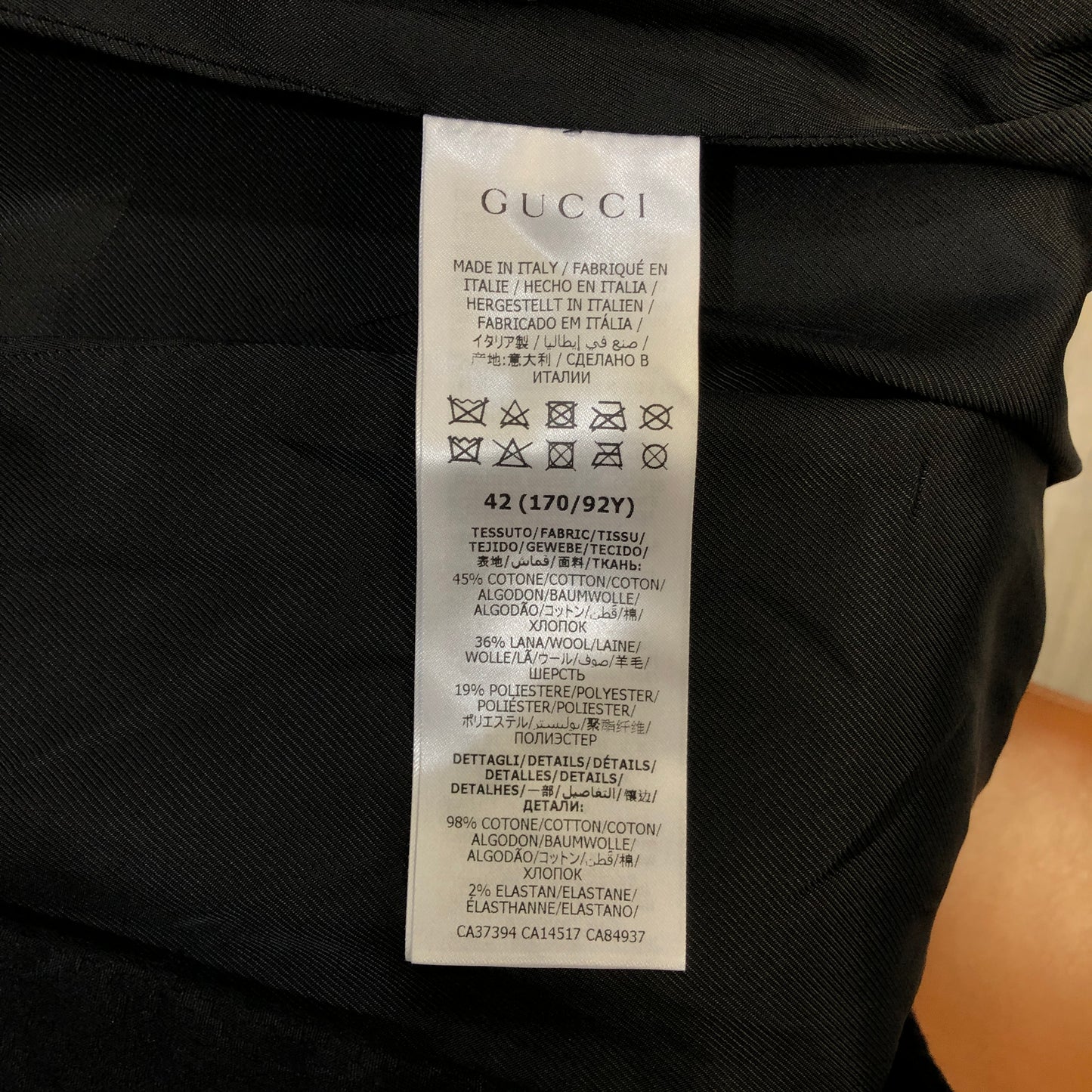 Gucci Black Wool Double Breasted Long Coat Size 42