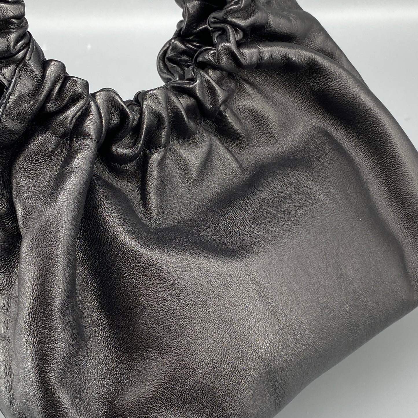 The Row Double Circle Bag Soft Black Leather Shoulder Bag