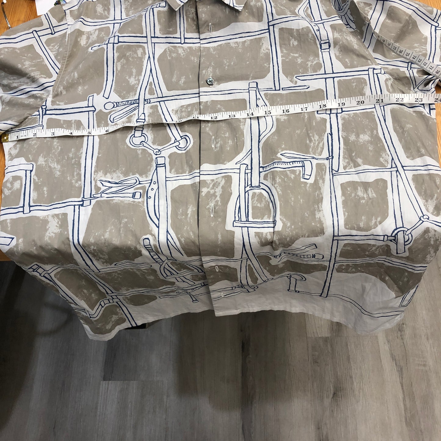 Hermes Silk Print Long-Sleeve Shirt Size 41