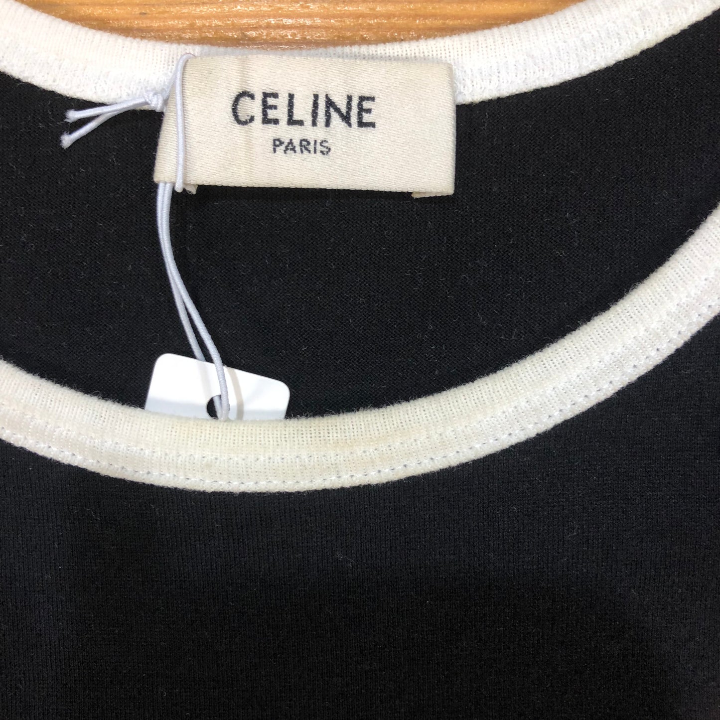 Celine Black Cotton Jersey “Celine 16 Paris” Tank Top