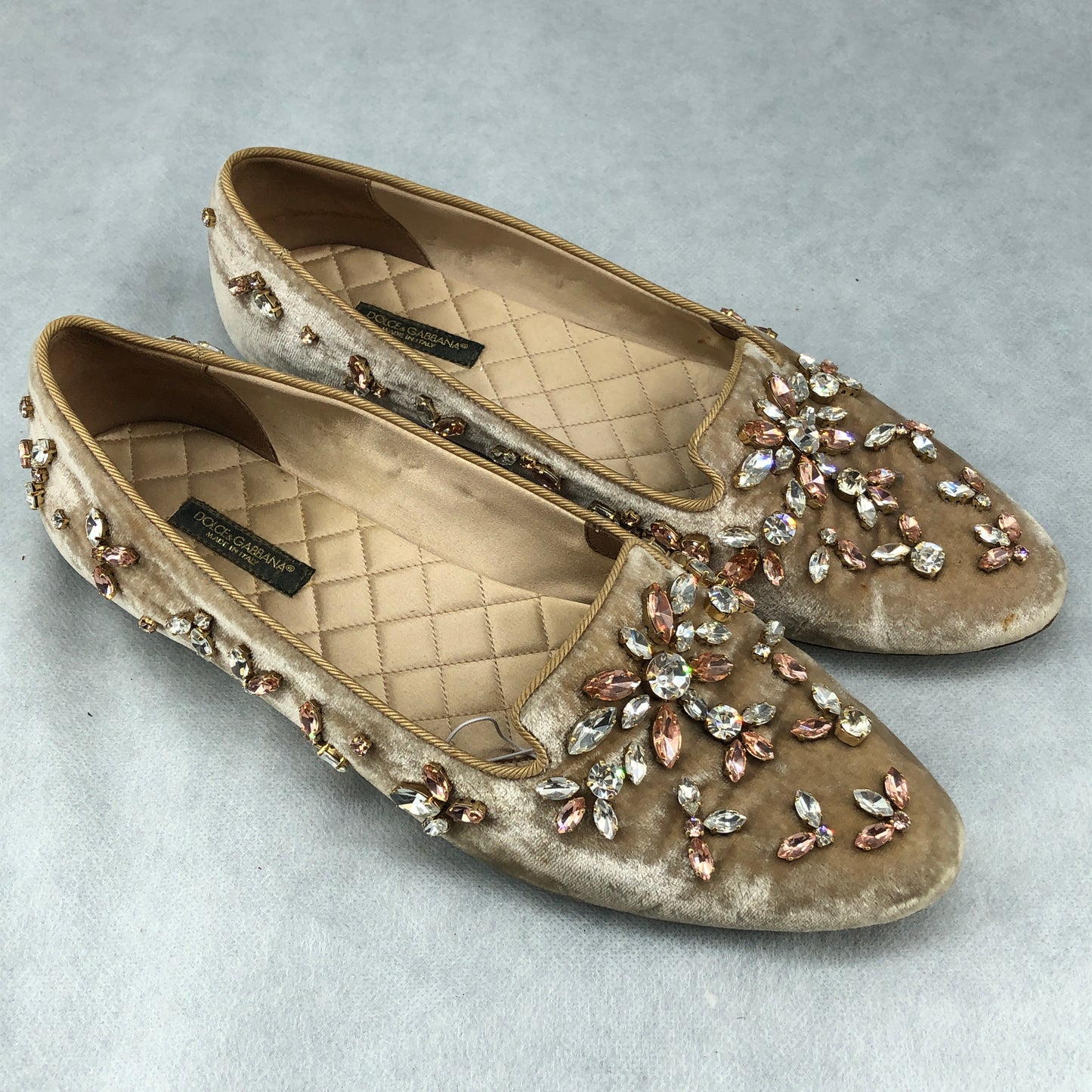 Dolce & Gabbana Embellished Velvet Ballet Flats