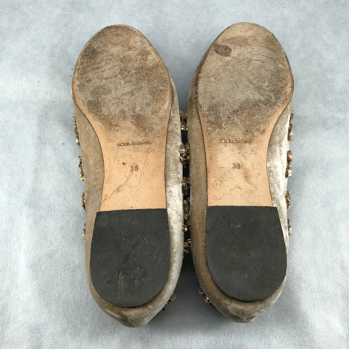Dolce & Gabbana Embellished Velvet Ballet Flats