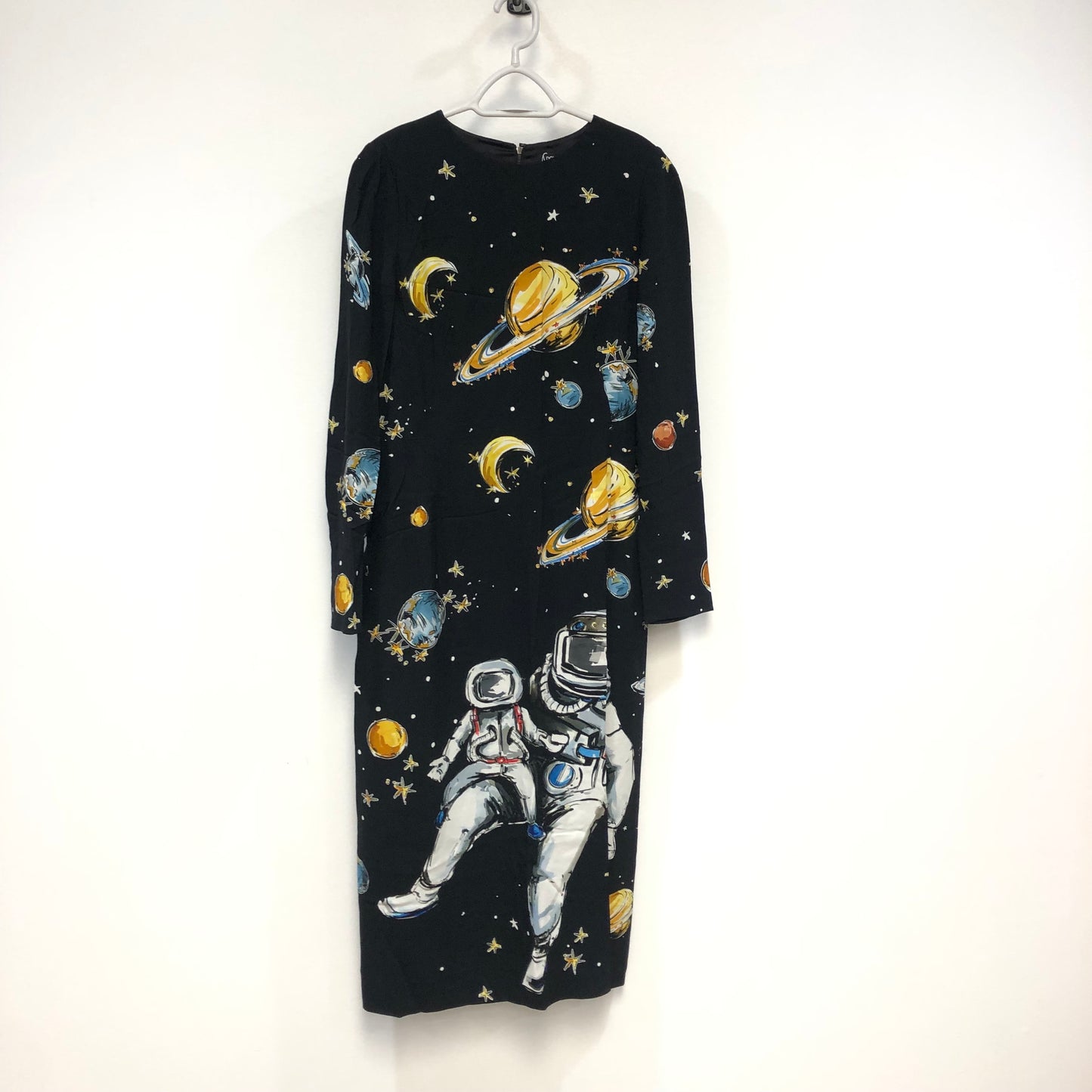 Dolce & Gabbana Black Space Print Dress Size 46