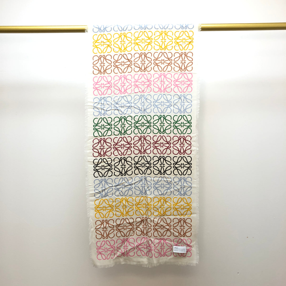 Loewe Beige Multi-Color Anagram Logo Scarf 194*42 cm
