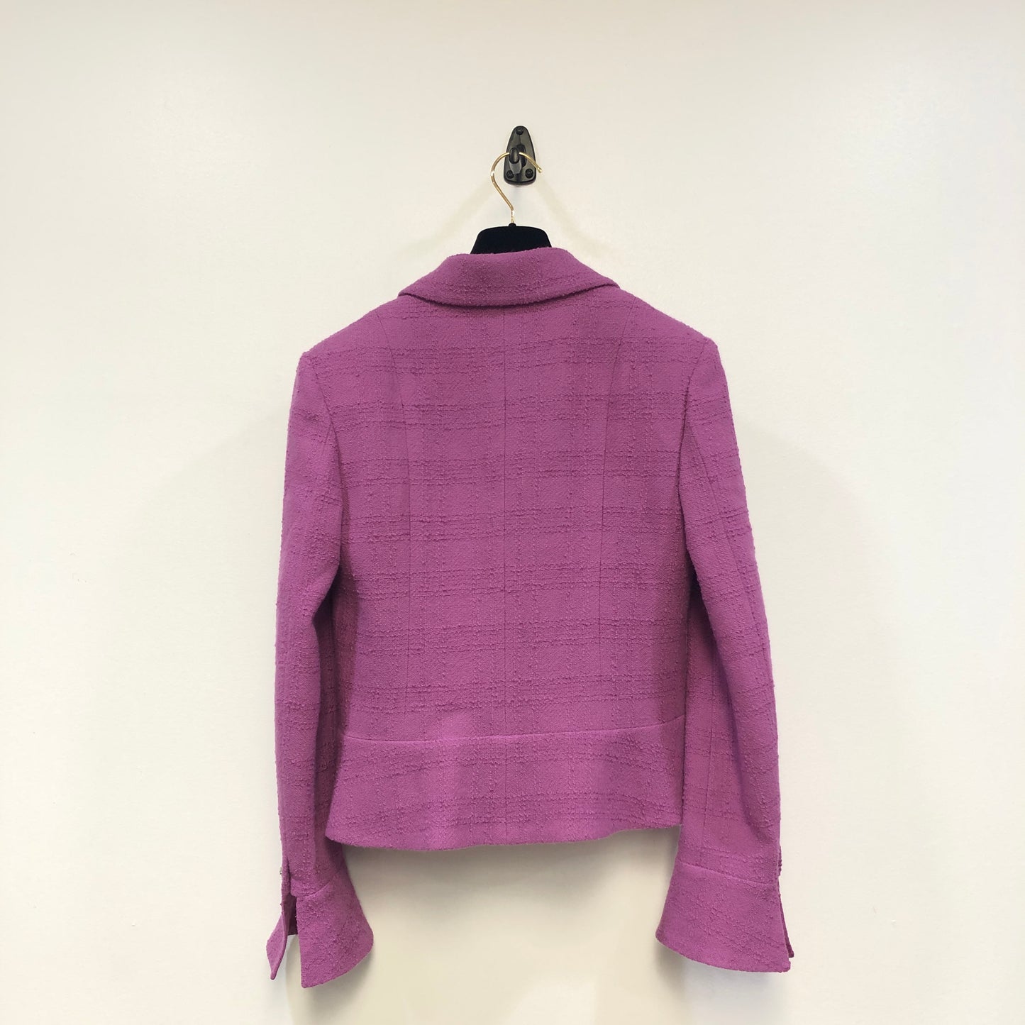 Chanel Lavender Purple Tweed Blazer Lapel Collar Flared Cuffs Size 36