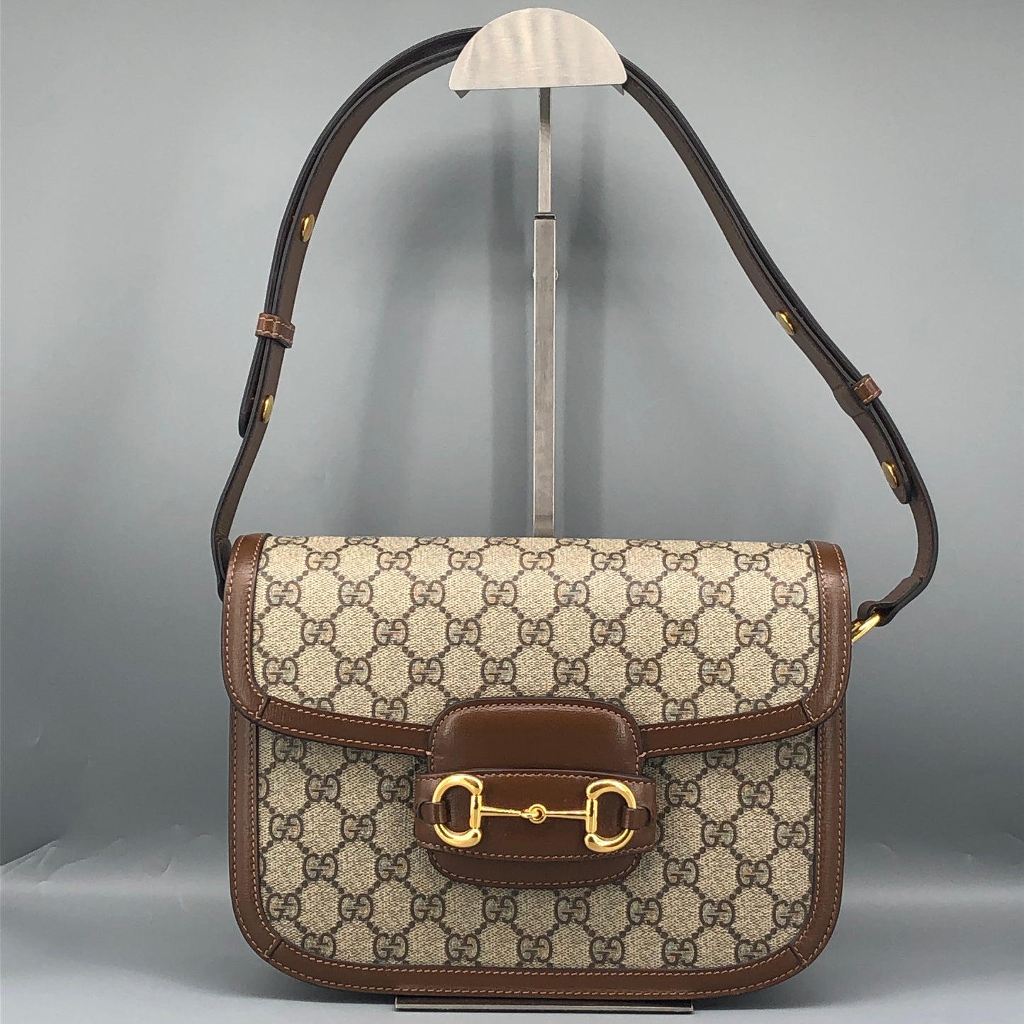 Gucci 1955 Horsebit GG Canvas Crossbody Bag Beige Caramel