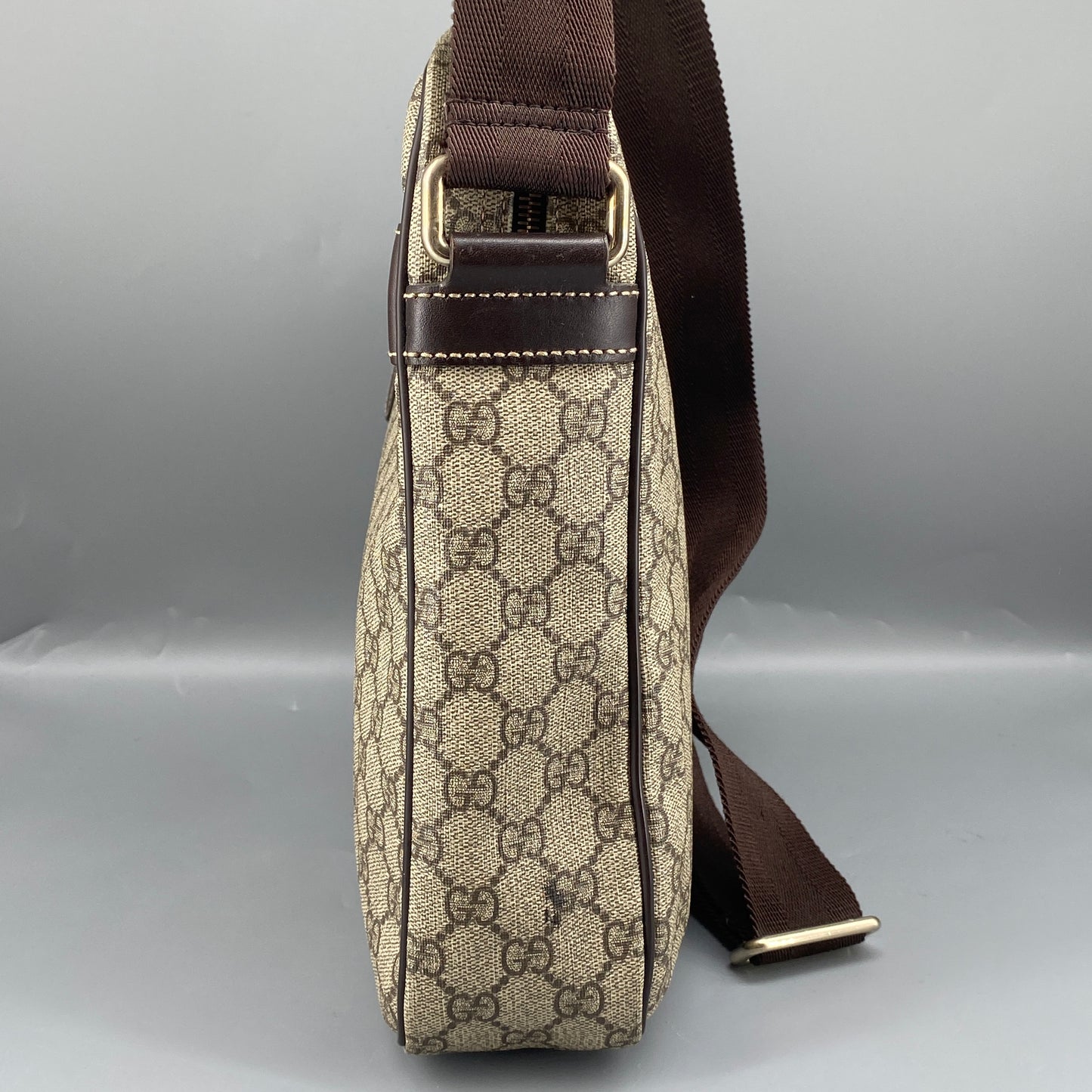 Gucci Beige GG Canvas Vertical Messenger Crossbody Bag