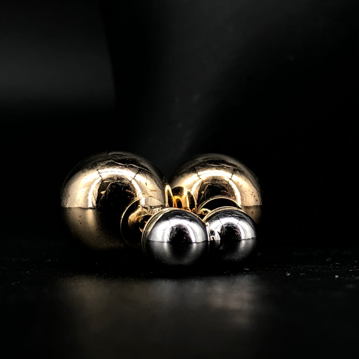 Christian Dior Two-Tone Gold & Silver Bead Stud Earrings