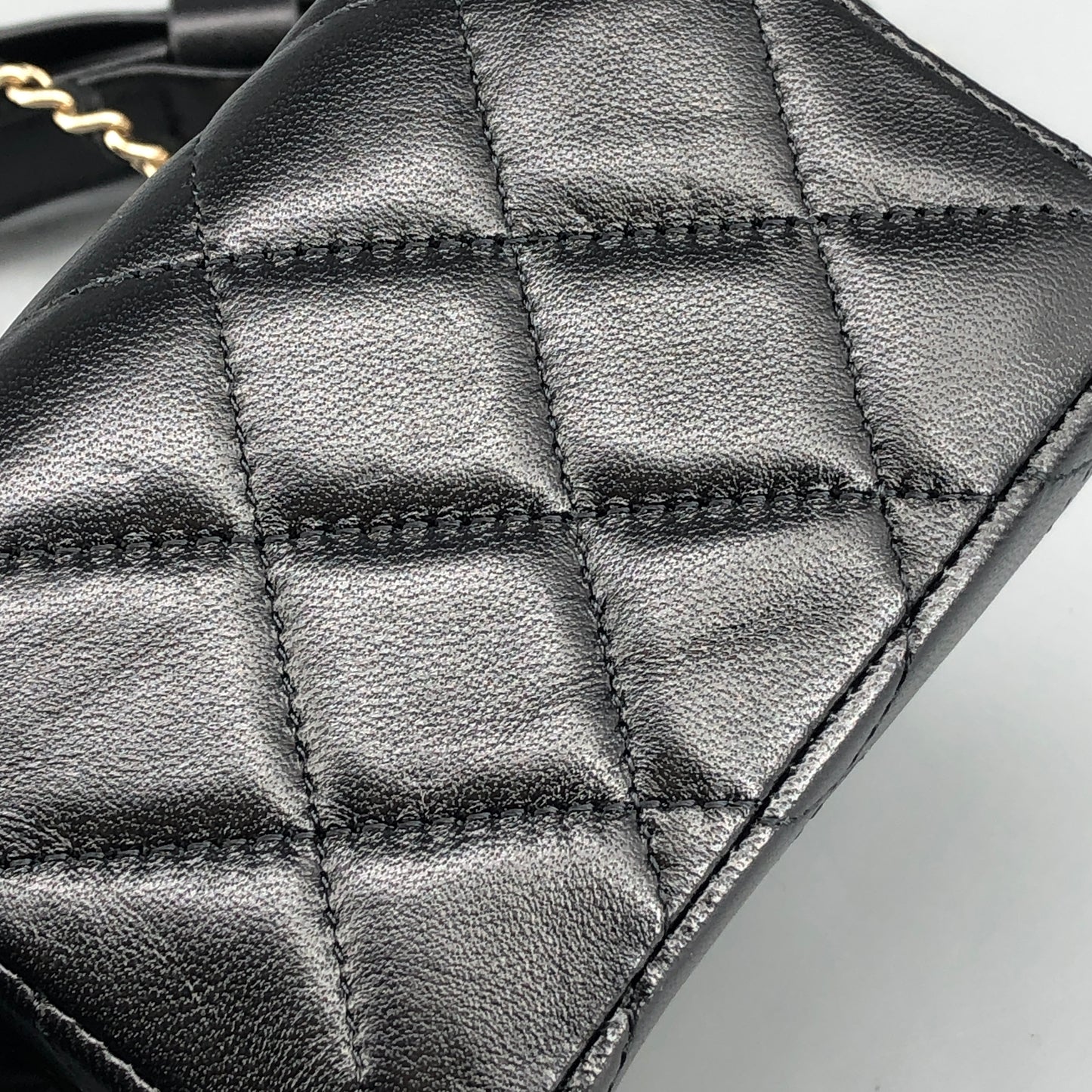 Chanel Bow Classic Quilted Belt Bag Black Lambskin Leather