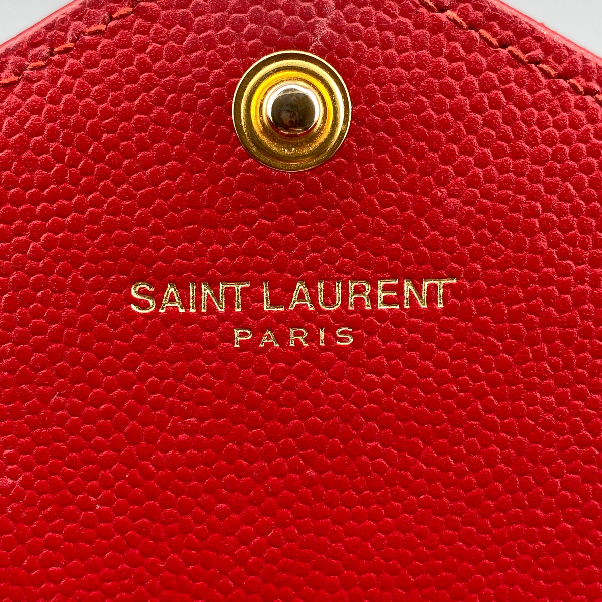 Saint Laurent Matelasse Chevron  Envelope Chain Wallet New Red