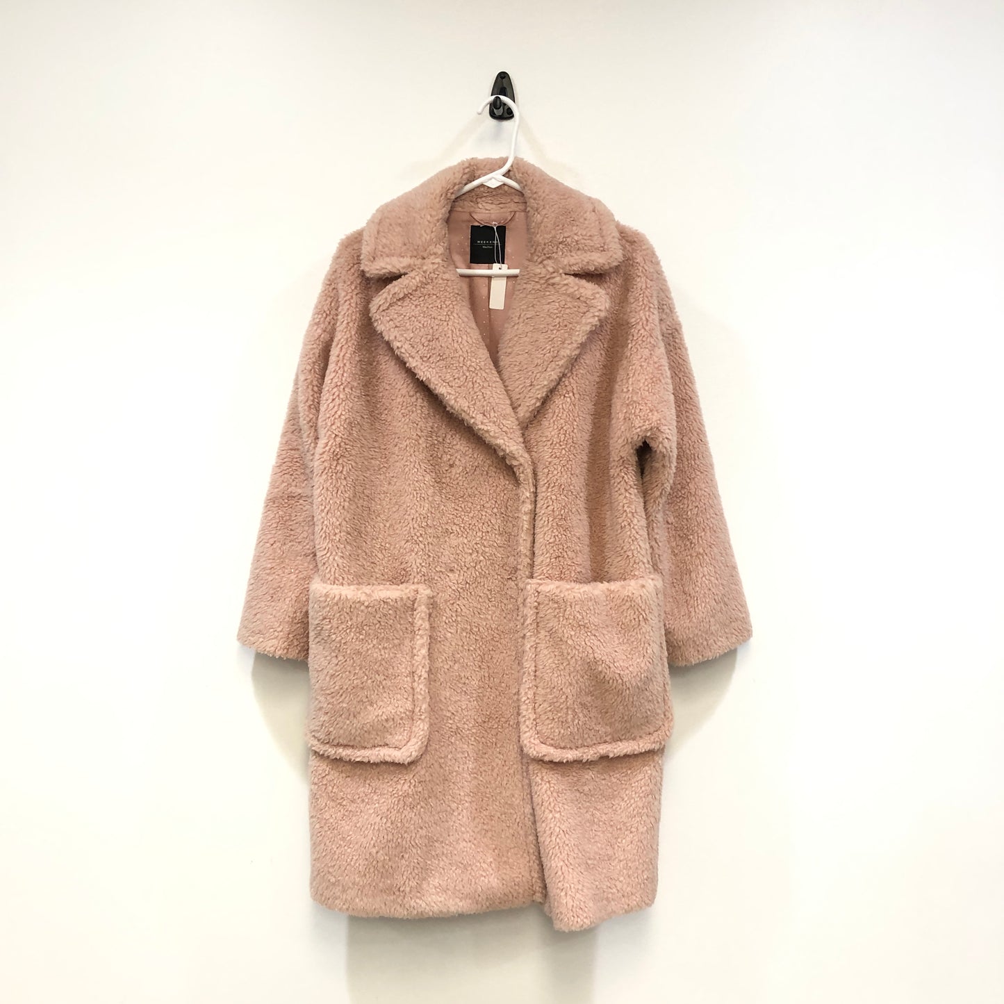 Weekend Max Mara Dusty Rose Fuzzy Textured Lapel Mid-Length Coat Size 4