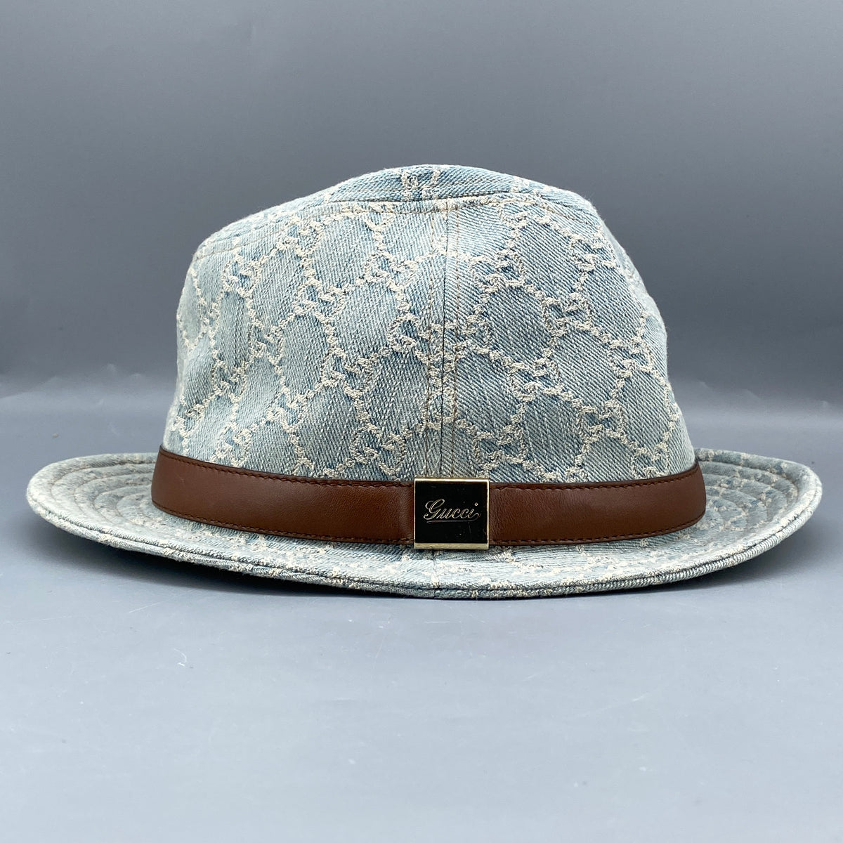 Gucci GG Denim Fedora Hat Size M