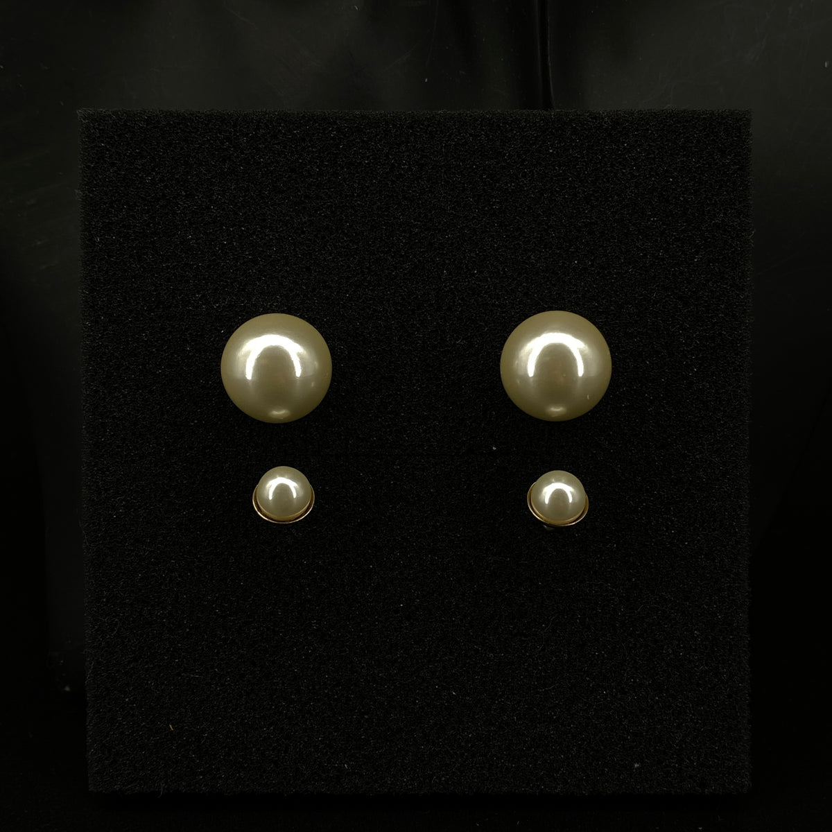 Christian Dior Gold Tone Double Pearl Stud Earrings