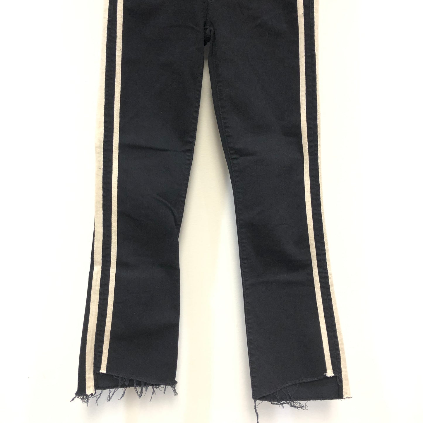 Mother Black/Cream Side Stripe High-Rise Crop Jeans Size 23W