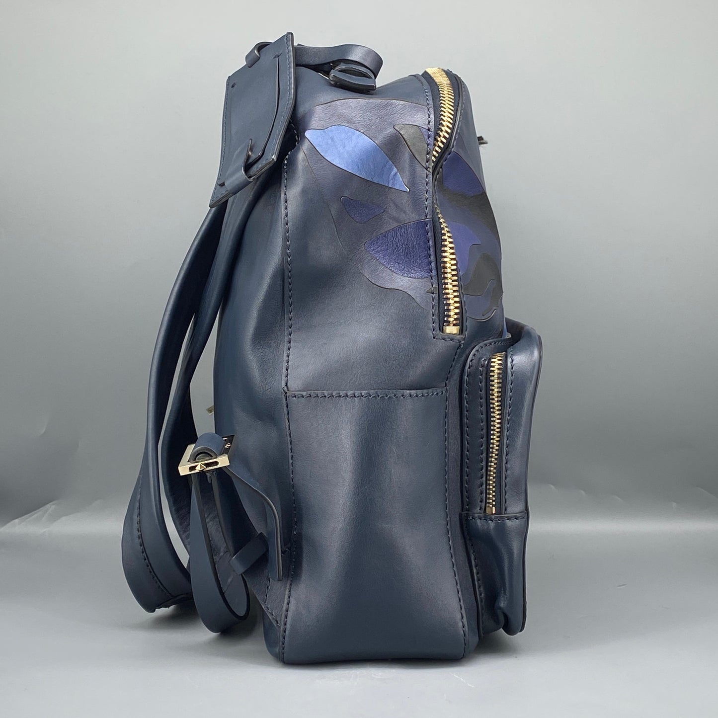 Valentino Navy Leather Backpack