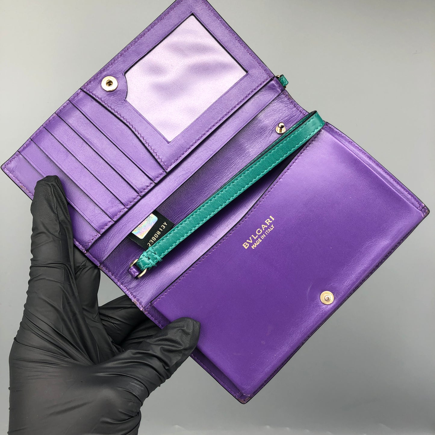 Bvlgari Serpenti Forever Green & Purple Leather  Wallet
