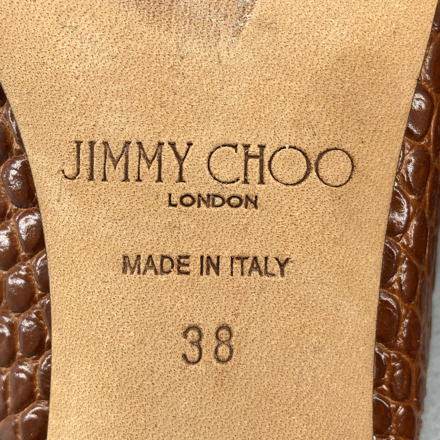 Jimmy Choo Women's Mule Heels Size 38 Brown Croc-Embossed