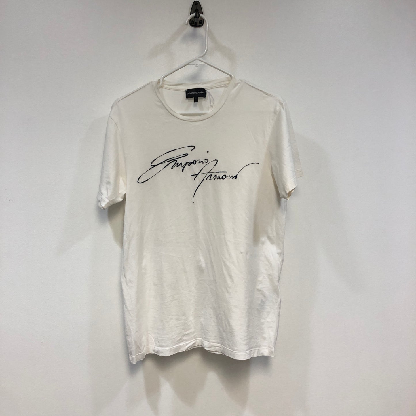 Emporio Armani White Signature Print T-Shirt Size L