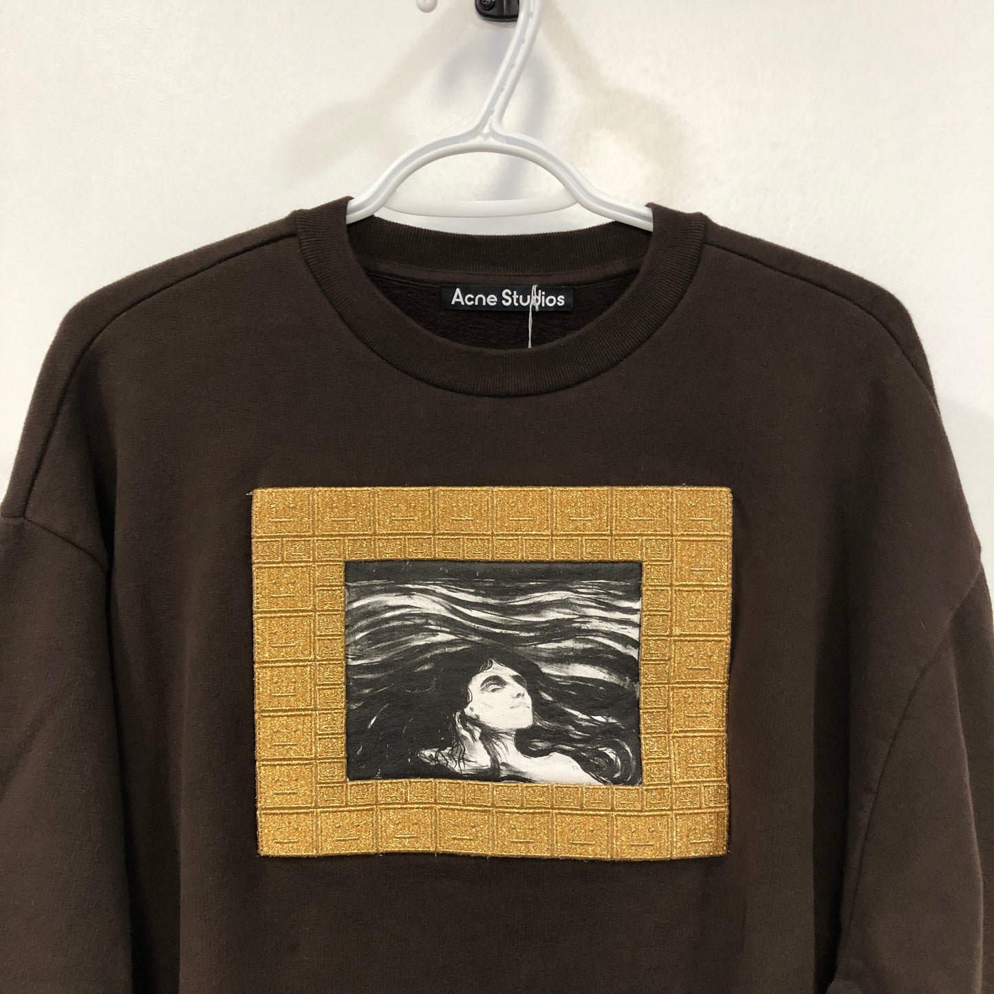 Acne Studios Brown Cotton Lovers In The Waves Print Crew Neck Sweatshirt Size L