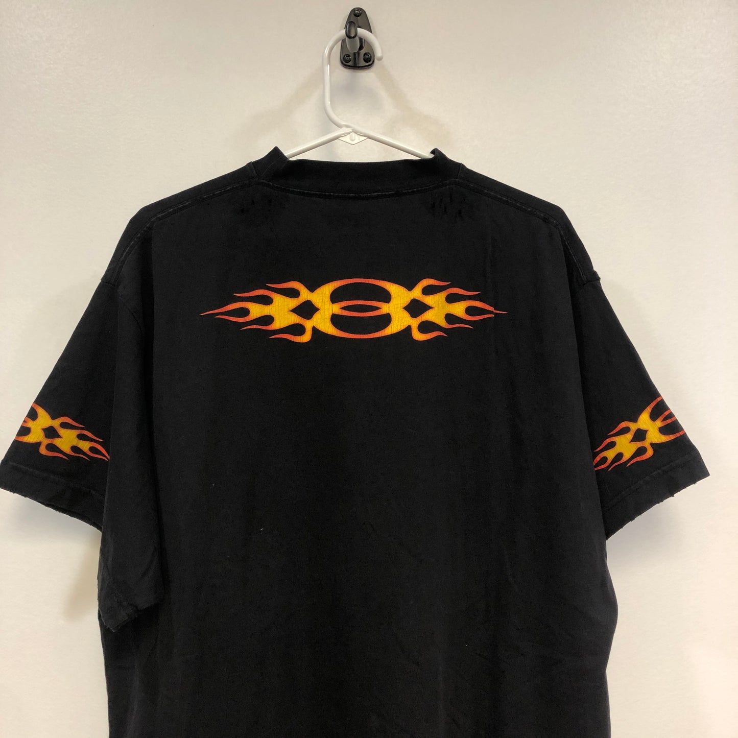 Balenciaga Fire Logo Distressed T-Shirt L Black