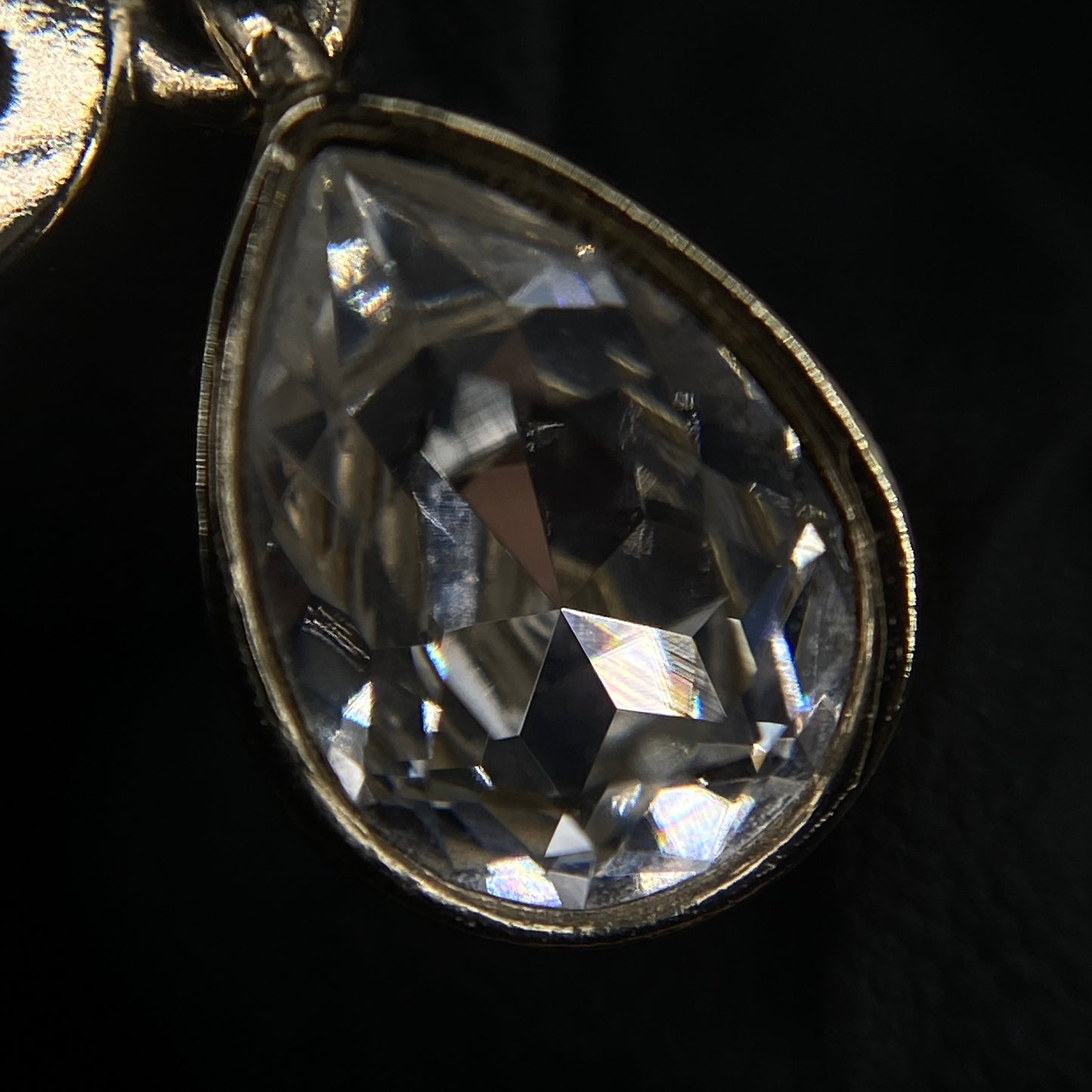 Chanel 2022 Gold-Tone Double C Teardrop Crystal Drop Earrings