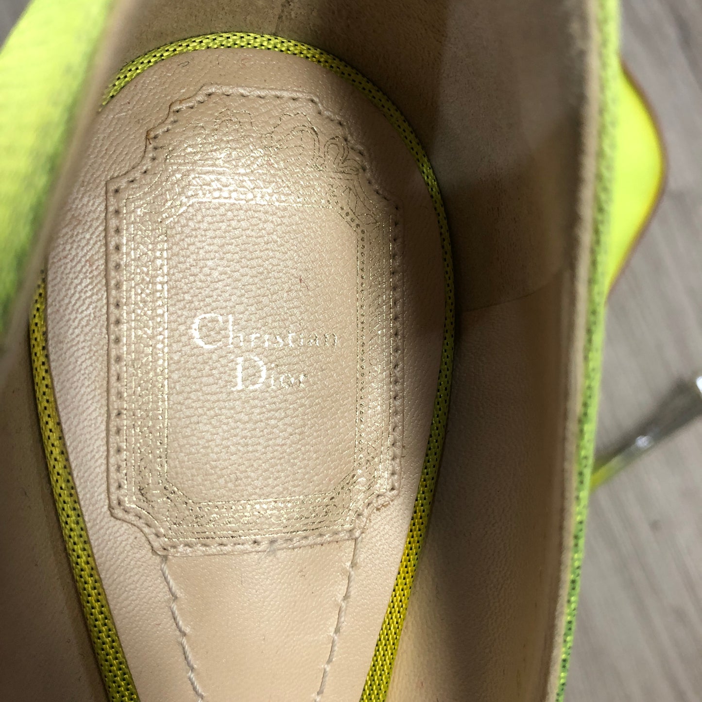 Christian Dior Cannage Pointed Toe Pumps 38 Green