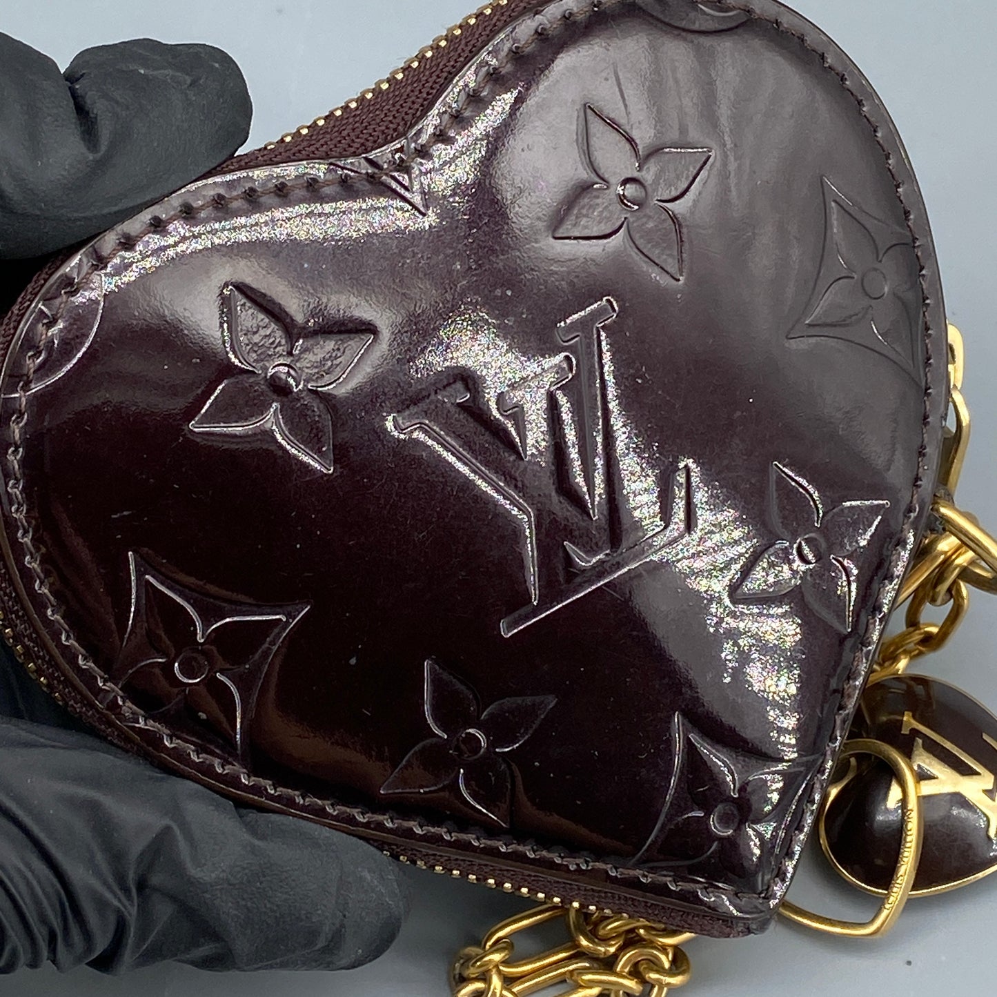Louis Vuitton Deep Purple Monogram Vernis Heart Zip Coin Purse