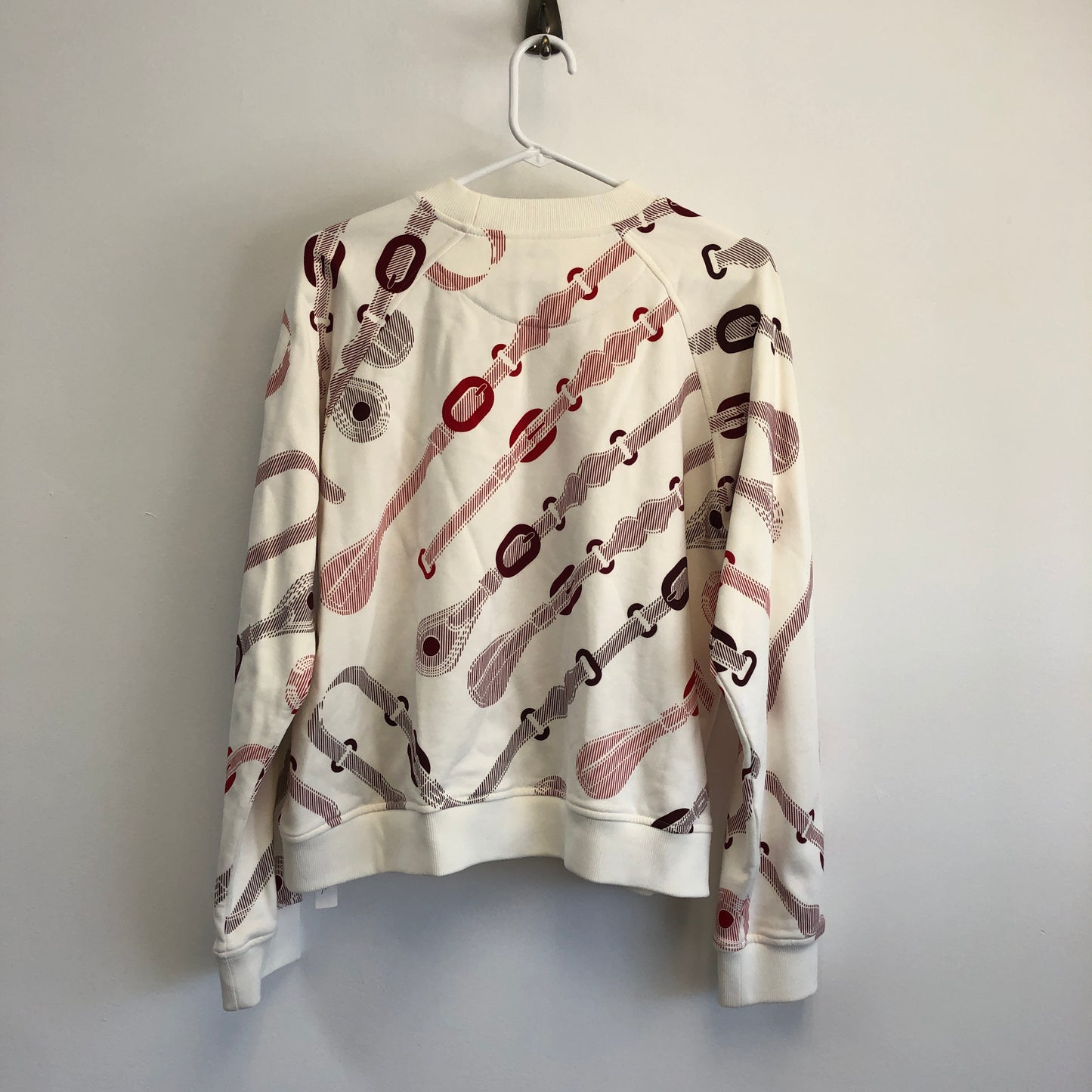 NWT Hermes Women's Printed Cotton Crewneck Sweatshirt Size 44 White/Red