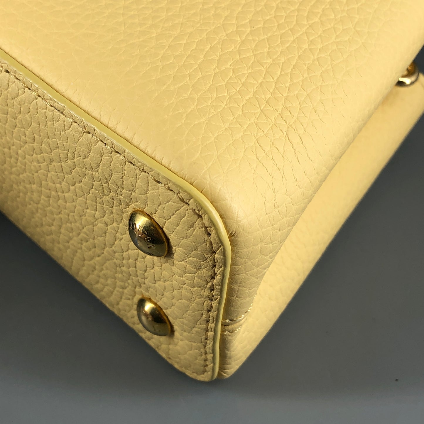 Louis Vuitton Capucines Mini Taurillon Leather Handbag Light Yellow