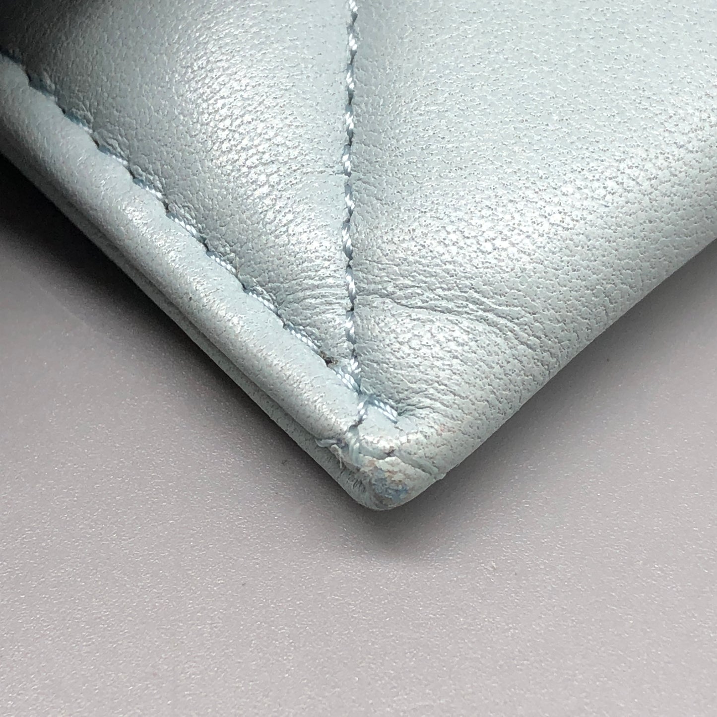 Chanel Light Blue Quilted Card Holder