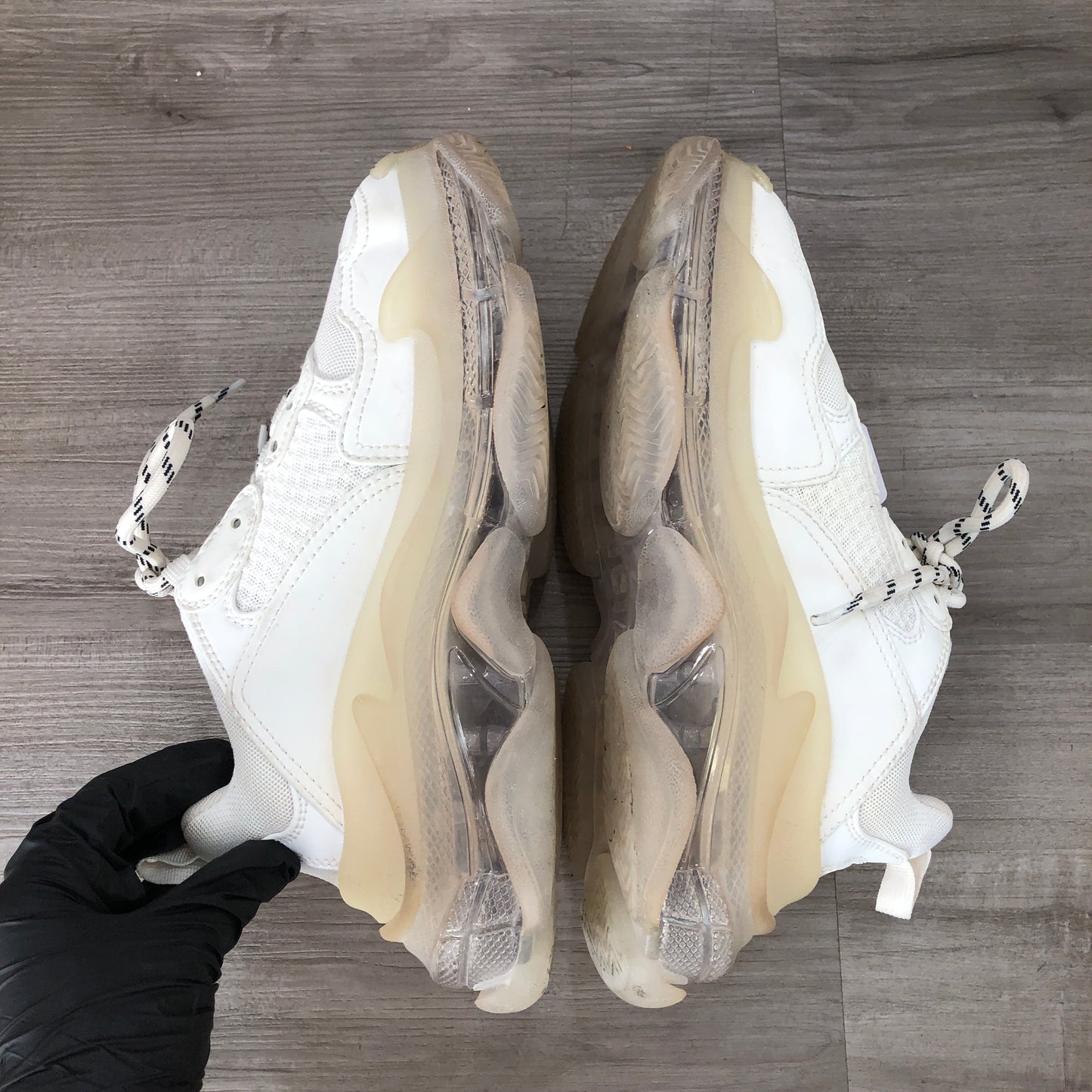 Balenciaga Women's Triple S Mesh & Leather Chunky Sneakers Size 36 Off White