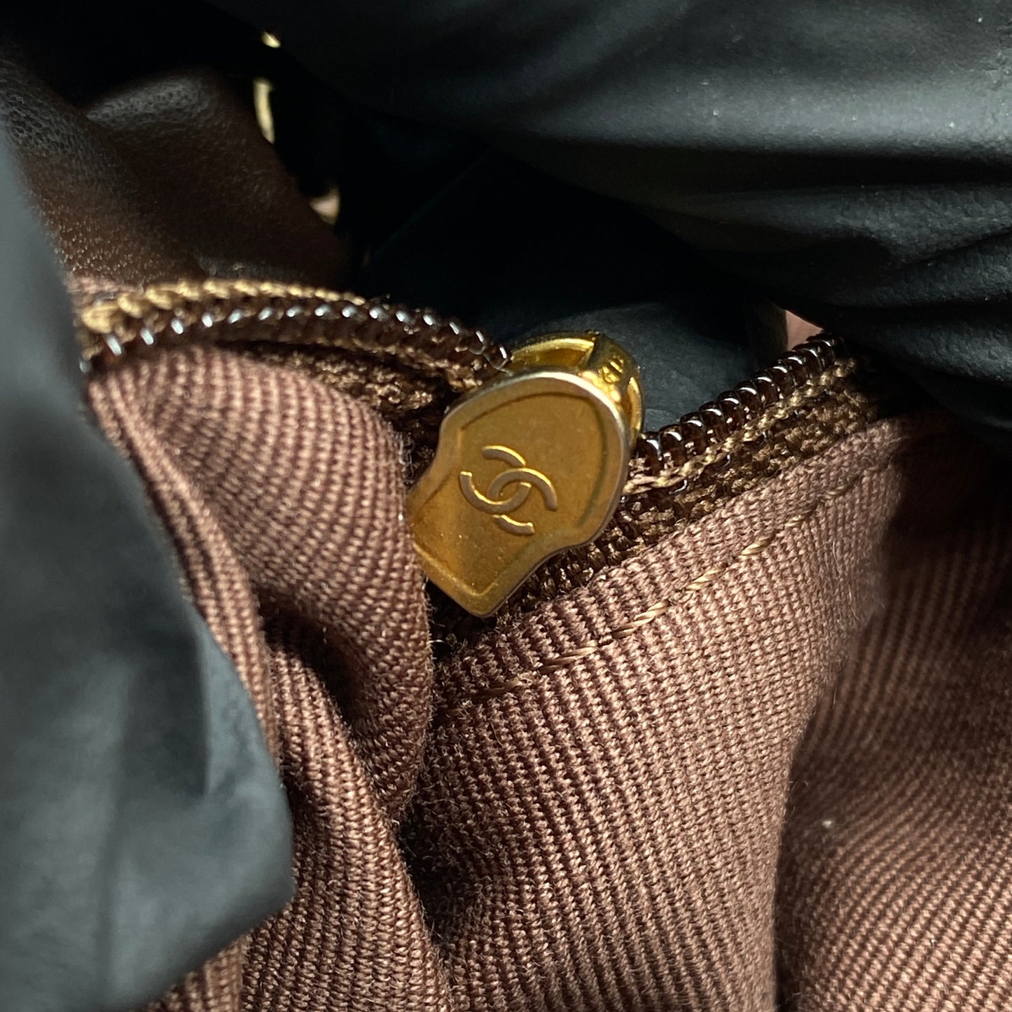 Chanel 23A Deep Brown Quilted Leather Mini Bucket Bag