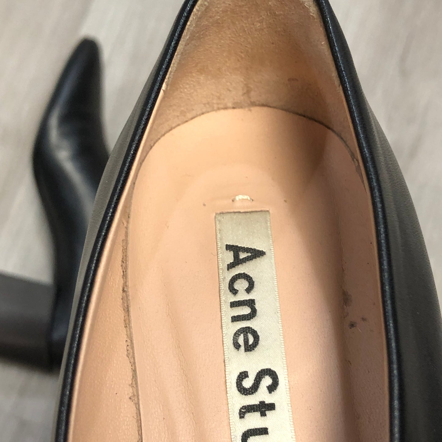 Acne Studios Women's Smooth Leather Round Toe Block Heel Slip-On Pumps Shoes 36 Black