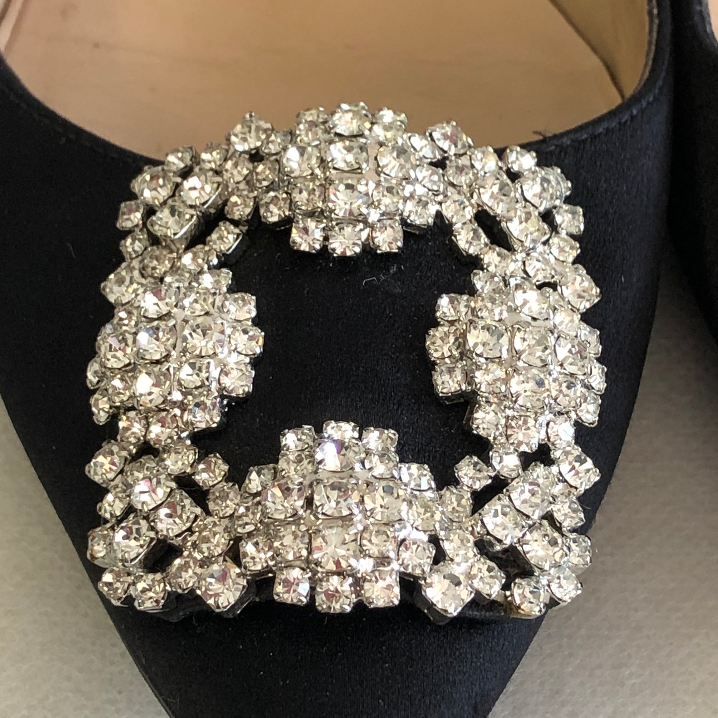 Manolo Blahnik Black Crystal Buckle Flat Shoes size 36