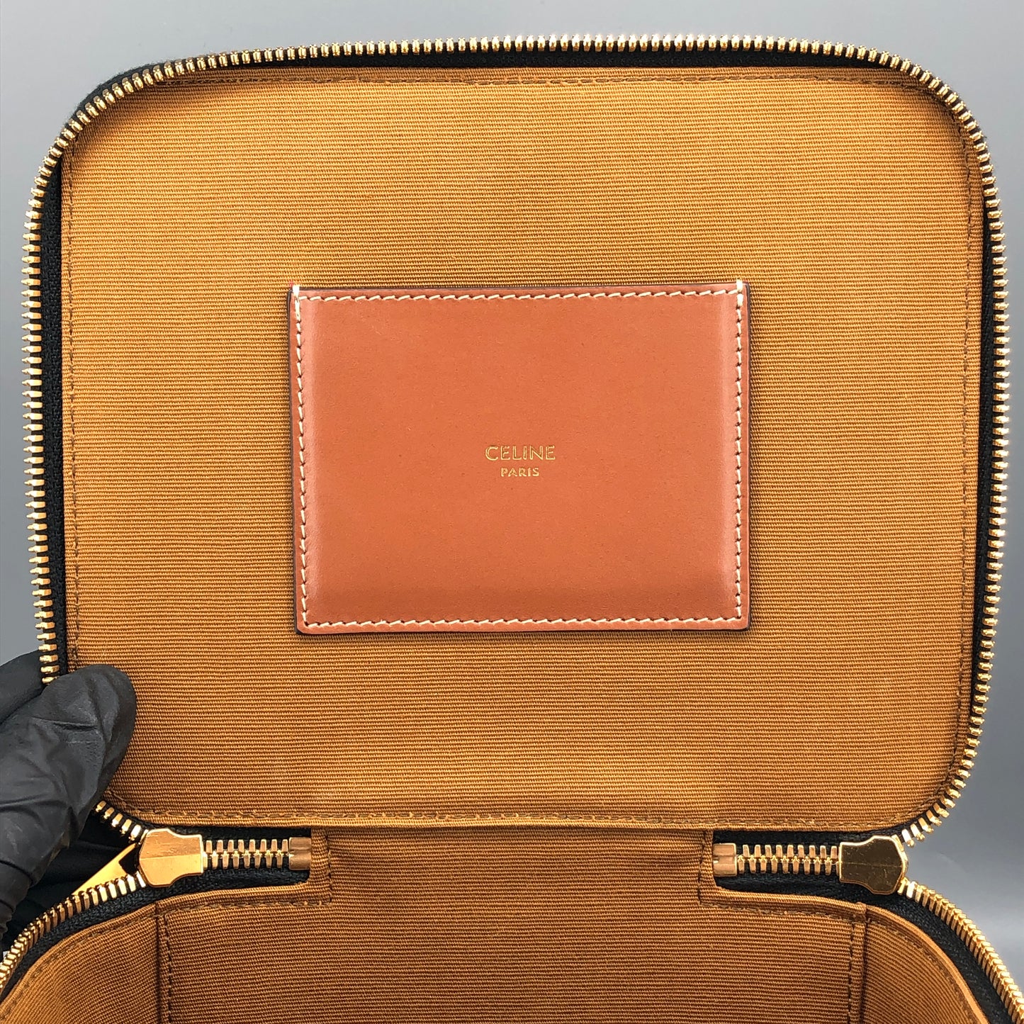 Celine Triomphe Canvas Vanity Case Bag Dark Brown