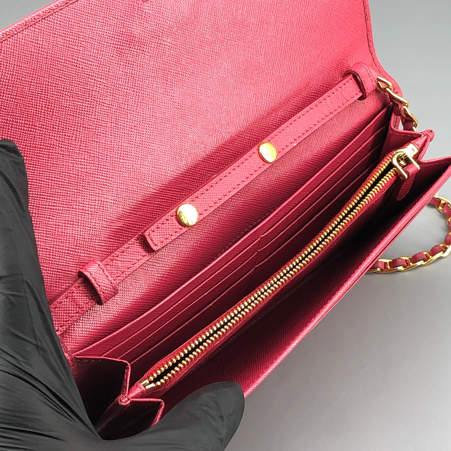 Prada Saffiano Leather WOC Wallet On Chain Hot Pink