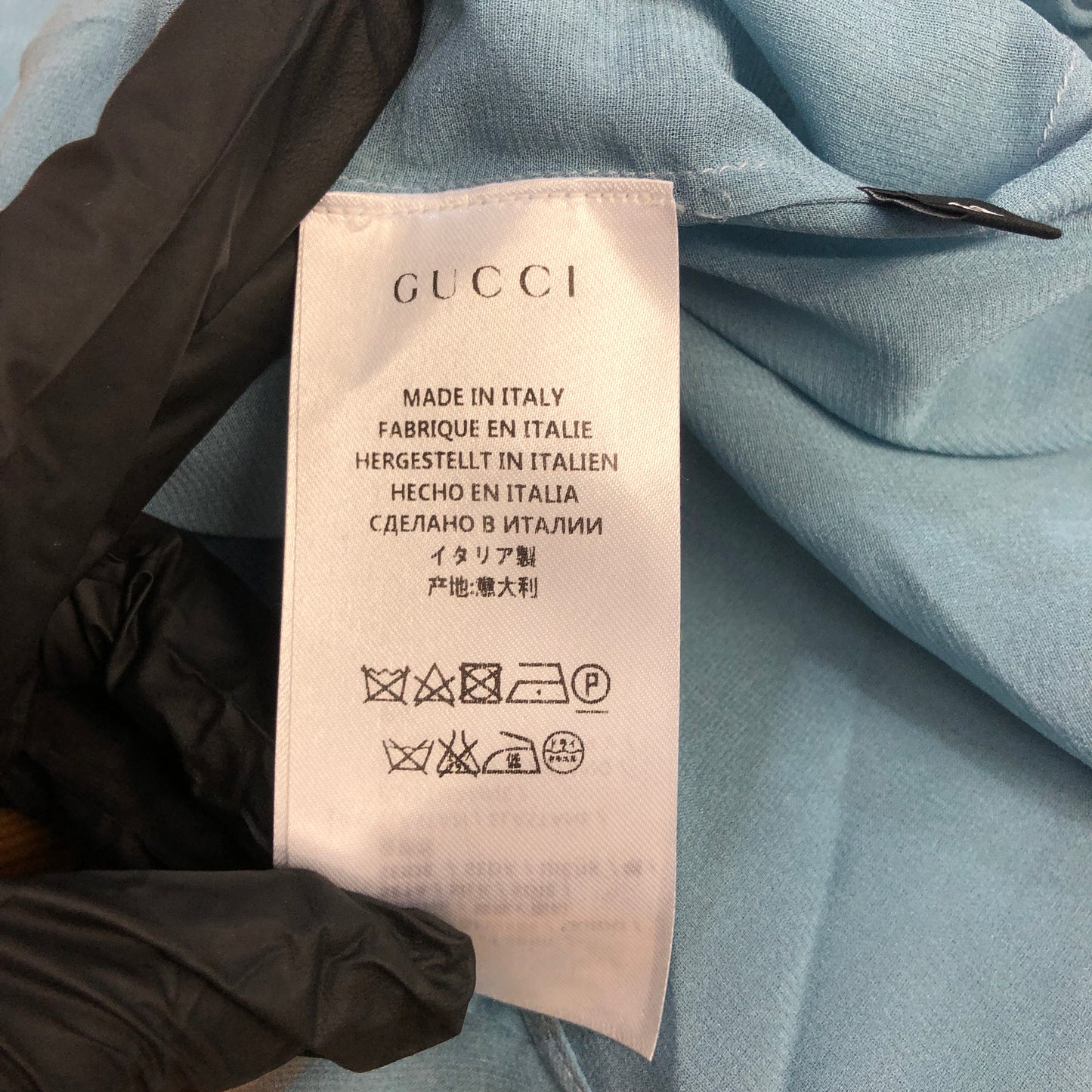 Gucci Blue Floral Print Two-Layer Slip Dress Size 38