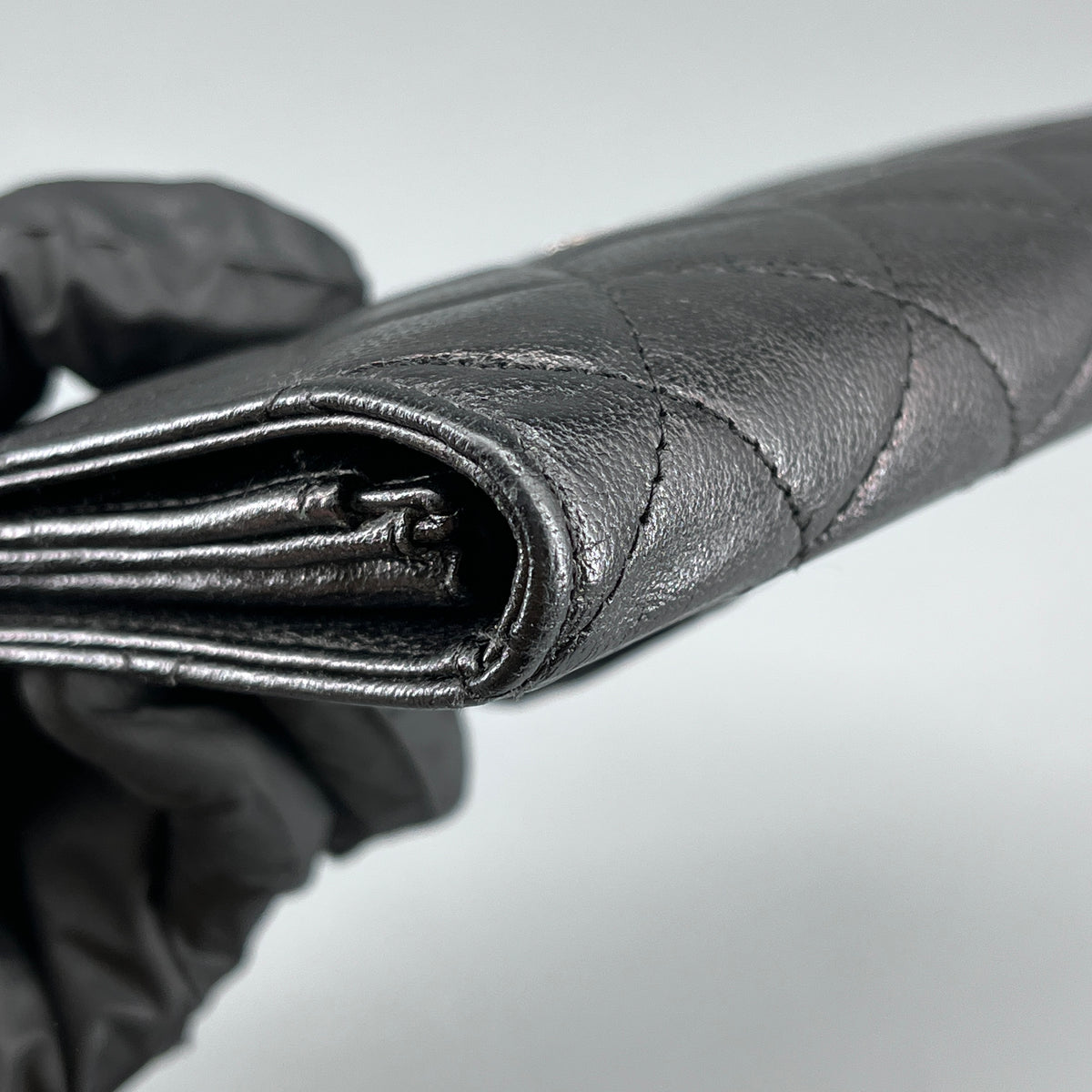 Chanel Black Leather Quilted Long Wallet
