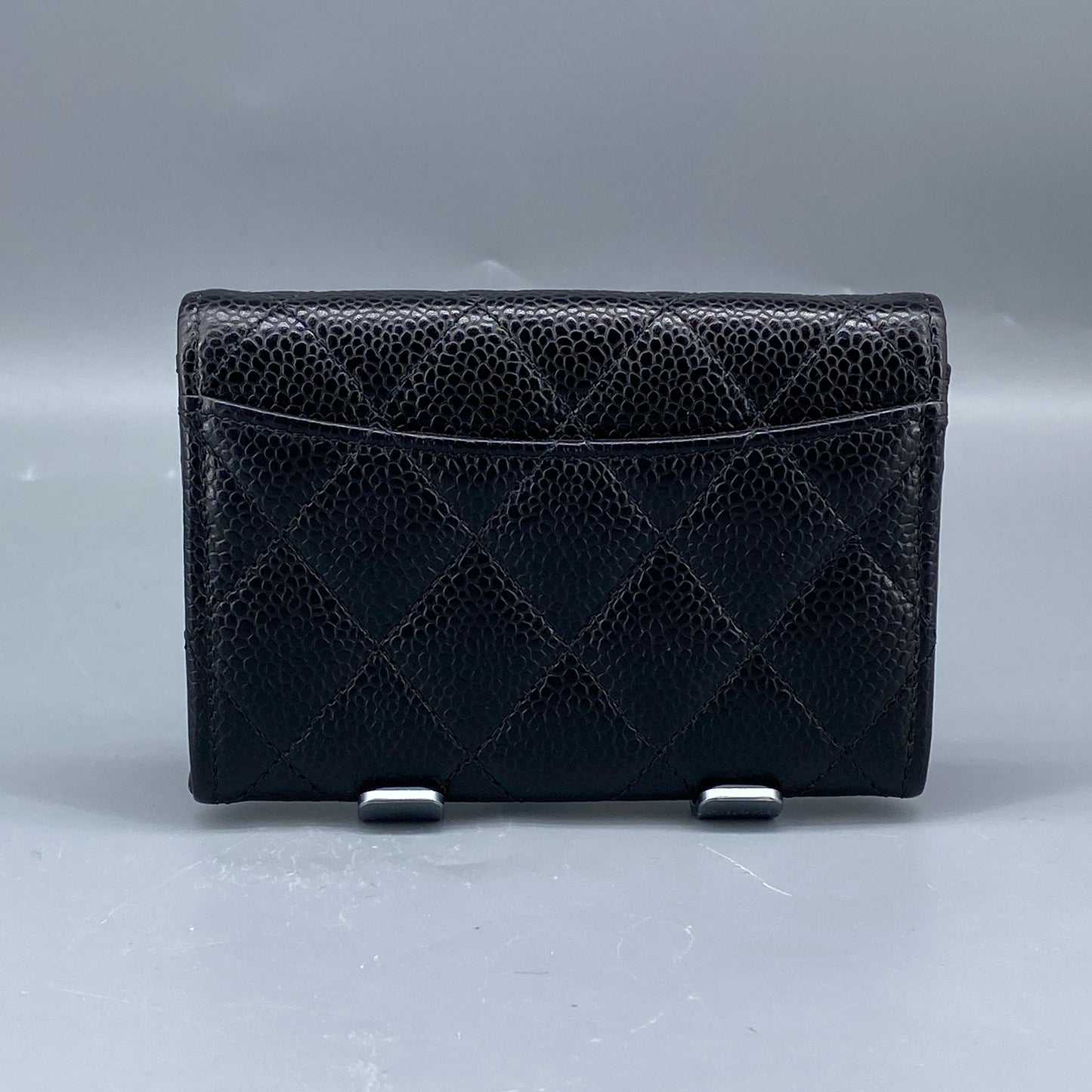 Chanel Black Caviar Quilted Leather Flap Card Wallet