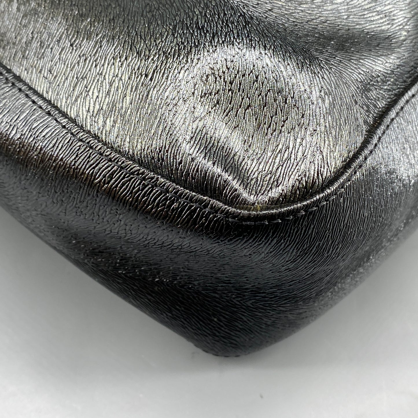 Giovanni Valentino Metallic Silver Leather Hobo Shoulder Bag