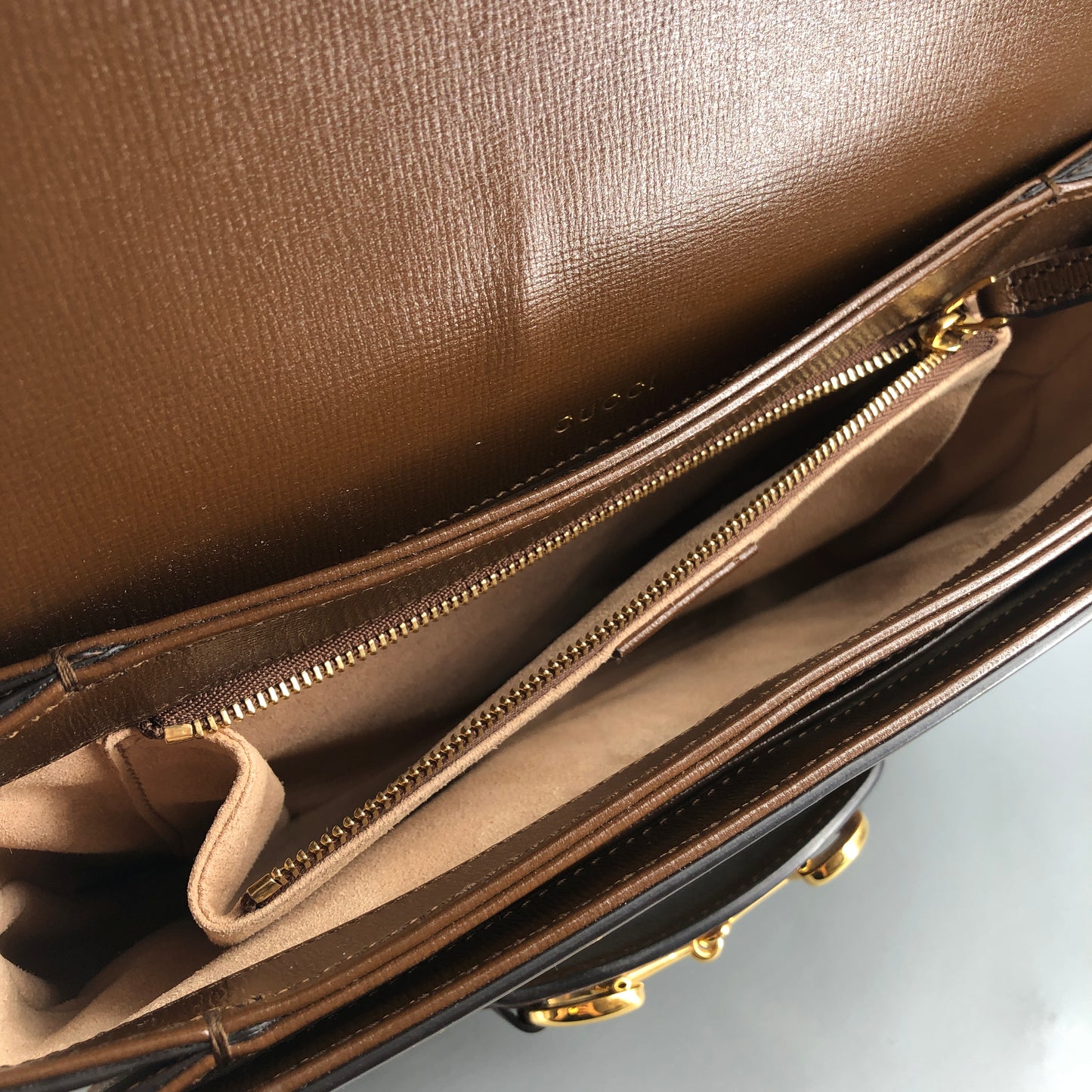 Gucci 1955 Horsebit GG Canvas Crossbody Bag Beige Caramel